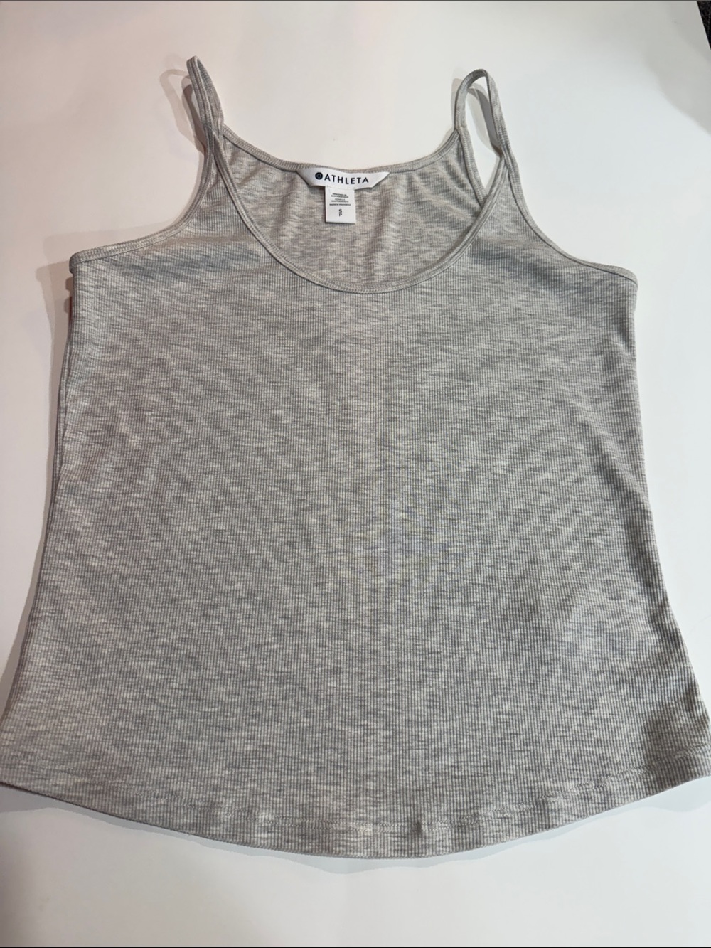 Athleta Light Gray Ribbed Tank Top with Thin Straps